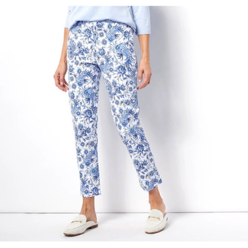 New Isaac Mizrahi Ankle Pants Floral Printed Sz 30 Plus